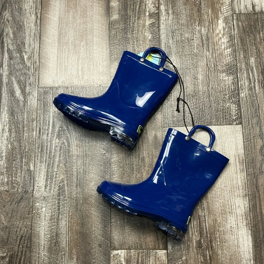Western Chief Navy Blue Gloss Rain Boots with Handles Size 9/10